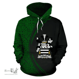 Irish Carrell Coat of Arms Irish Family Crest Hoodie Black Green Circle Style Hoodie