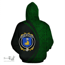 Irish House of O'FAHY Coat of Arms Irish Family Crest Hoodie Black Green Circle Style Hoodie