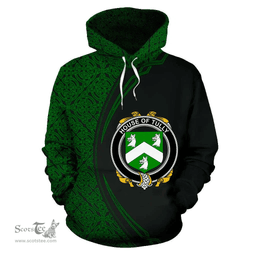 Irish House of TULLY (MACATILLA)) Coat of Arms Irish Family Crest Hoodie Black Green Circle Style Hoodie