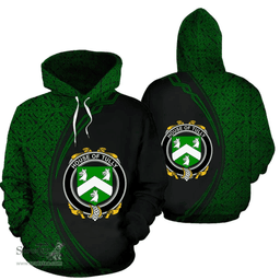 Irish House of TULLY (MACATILLA)) Coat of Arms Irish Family Crest Hoodie Black Green Circle Style Hoodie