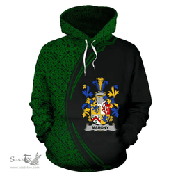 Irish Mahony or O'Mahoney Coat of Arms Irish Family Crest Hoodie Black Green Circle Style Hoodie