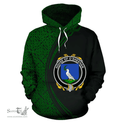 Irish House of O'SHEEHAN Coat of Arms Irish Family Crest Hoodie Black Green Circle Style Hoodie