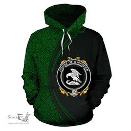 Irish House of O'MADDEN Coat of Arms Irish Family Crest Hoodie Black Green Circle Style Hoodie