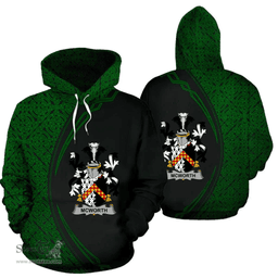 Irish McWorth or MacWorth Coat of Arms Irish Family Crest Hoodie Black Green Circle Style Hoodie