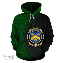 Irish House of LYNCH Coat of Arms Irish Family Crest Hoodie Black Green Circle Style Hoodie