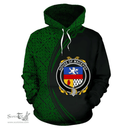 Irish House of MACEVOY Coat of Arms Irish Family Crest Hoodie Black Green Circle Style Hoodie