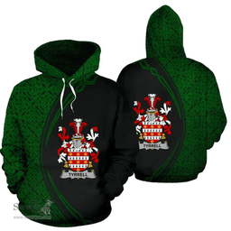 Irish Tyrrell or Terrell Coat of Arms Irish Family Crest Hoodie Black Green Circle Style Hoodie