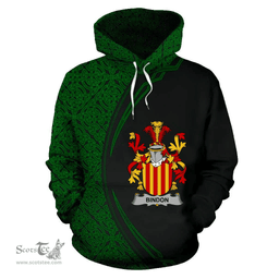 Irish Bindon Coat of Arms Irish Family Crest Hoodie Black Green Circle Style Hoodie