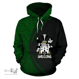 Irish Tighe or O'Teague Coat of Arms Irish Family Crest Hoodie Black Green Circle Style Hoodie