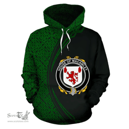 Irish House of MACAWLEY Coat of Arms Irish Family Crest Hoodie Black Green Circle Style Hoodie