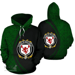 Irish House of MACAWLEY Coat of Arms Irish Family Crest Hoodie Black Green Circle Style Hoodie