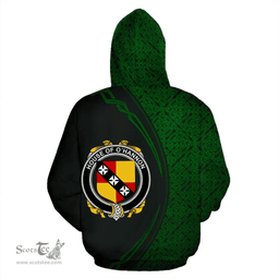 Irish House of O'HANNON Coat of Arms Irish Family Crest Hoodie Black Green Circle Style Hoodie