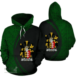 Irish Considine or McConsidine Coat of Arms Irish Family Crest Hoodie Black Green Circle Style Hoodie
