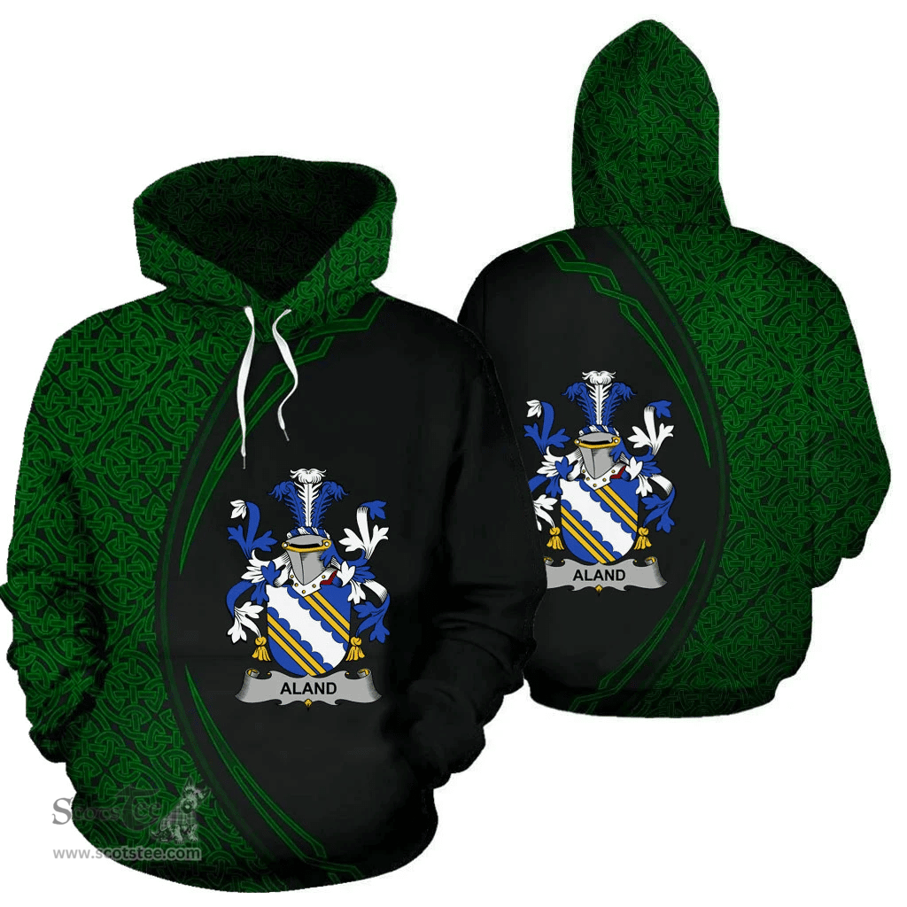 Irish Aland Coat of Arms Irish Family Crest Hoodie Black Green Circle Style Hoodie