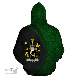 Irish Croke Coat of Arms Irish Family Crest Hoodie Black Green Circle Style Hoodie