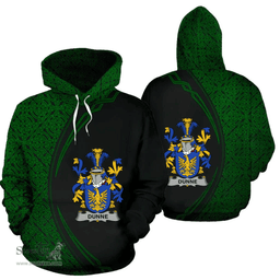Irish Dunne Coat of Arms Irish Family Crest Hoodie Black Green Circle Style Hoodie