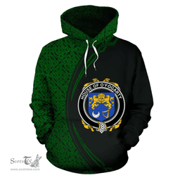 Irish House of O'FOGARTY Coat of Arms Irish Family Crest Hoodie Black Green Circle Style Hoodie