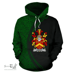 Irish Knight Coat of Arms Irish Family Crest Hoodie Black Green Circle Style Hoodie