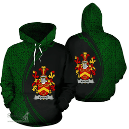 Irish Knight Coat of Arms Irish Family Crest Hoodie Black Green Circle Style Hoodie