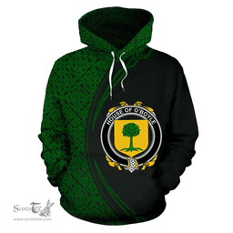 Irish House of O'BOYLE Coat of Arms Irish Family Crest Hoodie Black Green Circle Style Hoodie