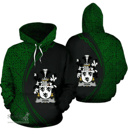 Irish Denn Coat of Arms Irish Family Crest Hoodie Black Green Circle Style Hoodie