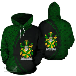 Irish Crotty or O'Crotty Coat of Arms Irish Family Crest Hoodie Black Green Circle Style Hoodie
