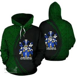 Irish Mulholland Coat of Arms Irish Family Crest Hoodie Black Green Circle Style Hoodie