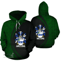 Irish Weir or McWeir Coat of Arms Irish Family Crest Hoodie Black Green Circle Style Hoodie