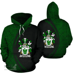 Irish McEniry or McEnery Coat of Arms Irish Family Crest Hoodie Black Green Circle Style Hoodie