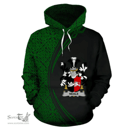 Irish Neale Coat of Arms Irish Family Crest Hoodie Black Green Circle Style Hoodie