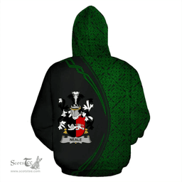 Irish Neale Coat of Arms Irish Family Crest Hoodie Black Green Circle Style Hoodie