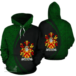 Irish Hamline Coat of Arms Irish Family Crest Hoodie Black Green Circle Style Hoodie