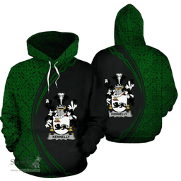 Irish Kennelly or O'Kineally Coat of Arms Irish Family Crest Hoodie Black Green Circle Style Hoodie