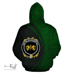 Irish House of O'CARROLL Coat of Arms Irish Family Crest Hoodie Black Green Circle Style Hoodie