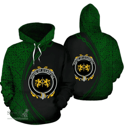 Irish House of O'CARROLL Coat of Arms Irish Family Crest Hoodie Black Green Circle Style Hoodie