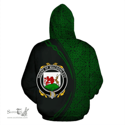 Irish House of MACDONLEVY Coat of Arms Irish Family Crest Hoodie Black Green Circle Style Hoodie