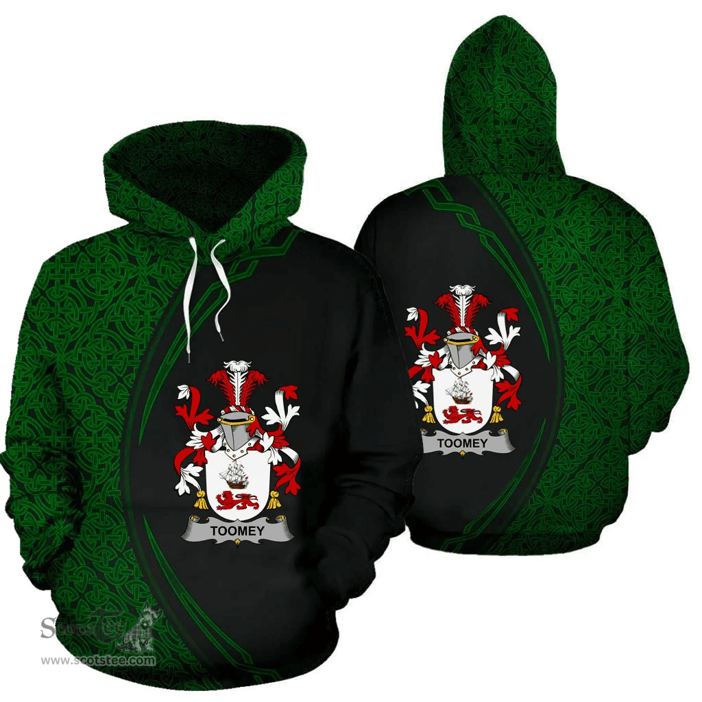 Irish Toomey or O'Twomey Coat of Arms Irish Family Crest Hoodie Black Green Circle Style Hoodie
