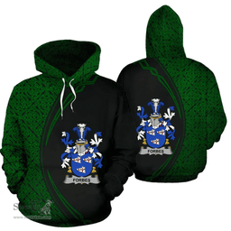 Irish Forbes Coat of Arms Irish Family Crest Hoodie Black Green Circle Style Hoodie