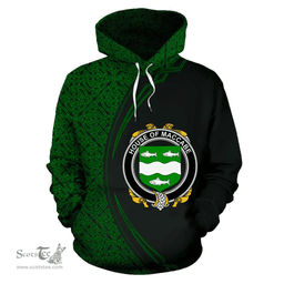 Irish House of MACCABE Coat of Arms Irish Family Crest Hoodie Black Green Circle Style Hoodie