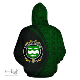Irish House of MACCABE Coat of Arms Irish Family Crest Hoodie Black Green Circle Style Hoodie
