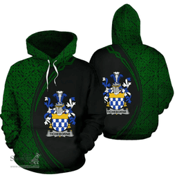 Irish Ticheborne Coat of Arms Irish Family Crest Hoodie Black Green Circle Style Hoodie