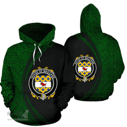 Irish House of MACCANN Coat of Arms Irish Family Crest Hoodie Black Green Circle Style Hoodie