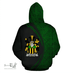 Irish Langford Coat of Arms Irish Family Crest Hoodie Black Green Circle Style Hoodie