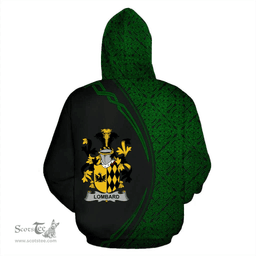 Irish Lombard Coat of Arms Irish Family Crest Hoodie Black Green Circle Style Hoodie