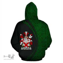 Irish Fitz-Gibbon Coat of Arms Irish Family Crest Hoodie Black Green Circle Style Hoodie