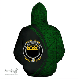 Irish House of O'HOGAN Coat of Arms Irish Family Crest Hoodie Black Green Circle Style Hoodie