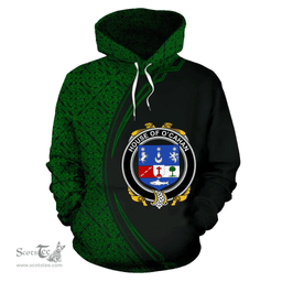 Irish House of O'CAHAN (KEANE) Coat of Arms Irish Family Crest Hoodie Black Green Circle Style Hoodie