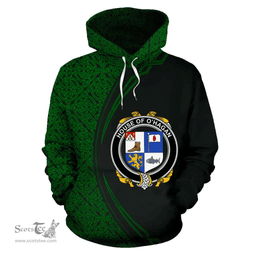 Irish House of O'HAGAN Coat of Arms Irish Family Crest Hoodie Black Green Circle Style Hoodie