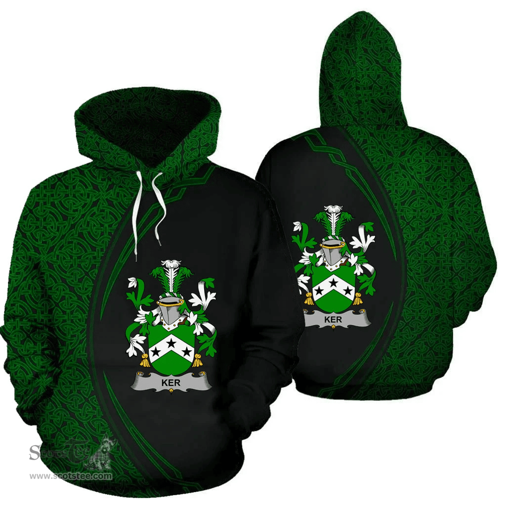 Irish Ker Coat of Arms Irish Family Crest Hoodie Black Green Circle Style Hoodie