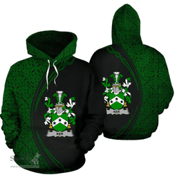 Irish Ker Coat of Arms Irish Family Crest Hoodie Black Green Circle Style Hoodie